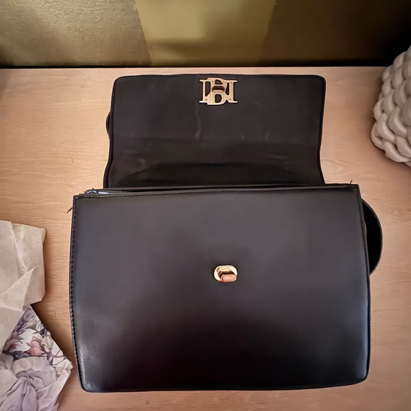 Badgley Mischka Black Satchel with Silver Studs and Chain - Picture 4 of 9